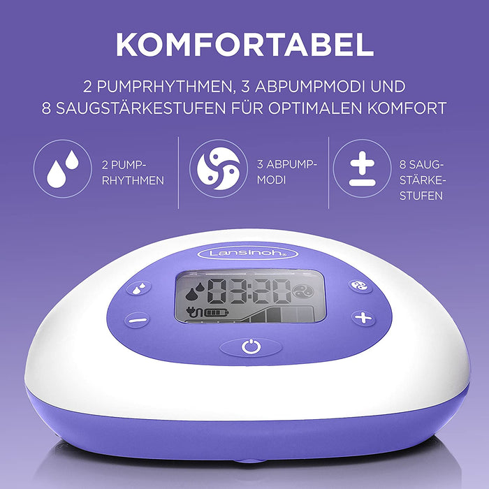 2in1 Elektrische Milchpumpe - beleuchtetes LCD-Display - ein- oder beitseitiges Abpumpen - individuell einstellbar - mehr Milch in kürzerer Zeit