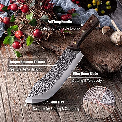 30cm Profi Fleischmesser Scharfes Küchenmesser Kochmesser Grillmesser Hackmesser Damastmesser für das Grillen Camping Outdoor-Aktivitäten