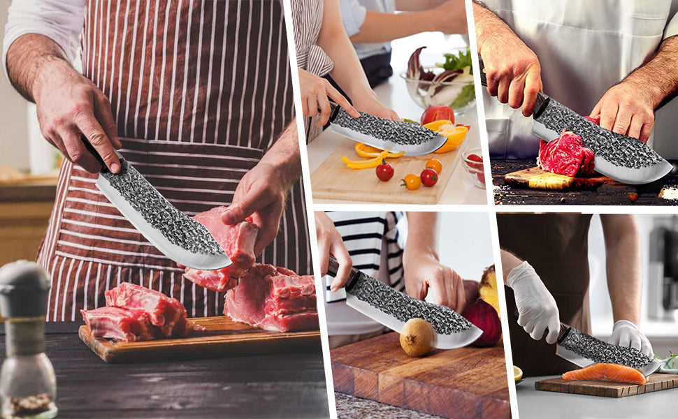 30cm Profi Fleischmesser Scharfes Küchenmesser Kochmesser Grillmesser Hackmesser Damastmesser für das Grillen Camping Outdoor-Aktivitäten