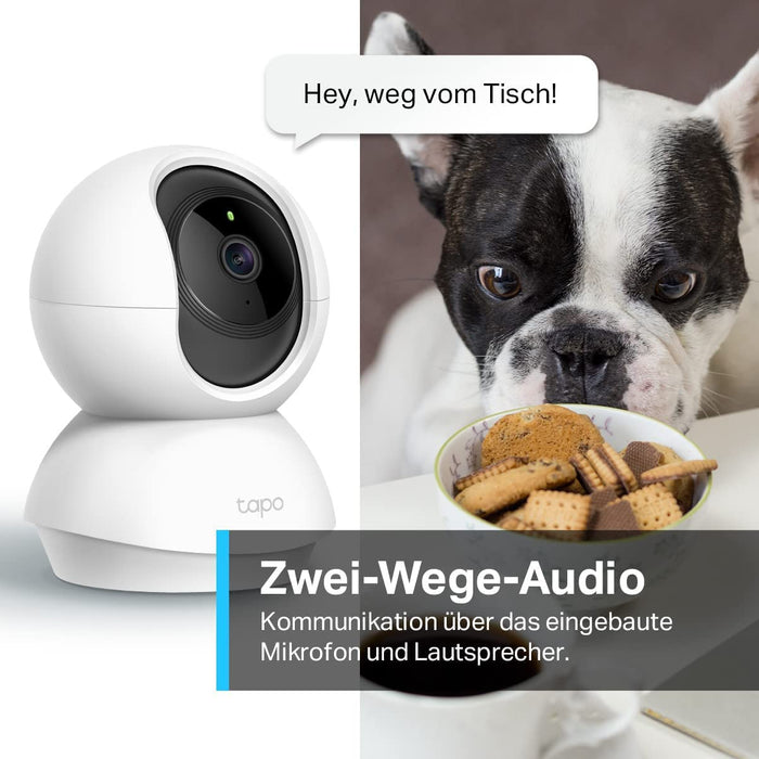 360°-WLAN-Überwachungskamera für den Innenbereich, FHD 1080P, Nachtsicht, Bewegungserkennung, Zwei-Wege-Audio, kompatibel mit Alexa und Google Assistant, für Babys/Haustiere