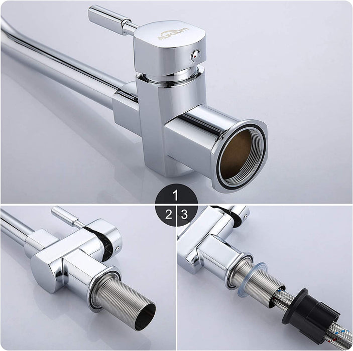 360° drehbar Wasserhahn Küche Einhebelmischer Spültisch Armatur Hochdruck Küchenarmatur Spültischarmatur Spülbecken Mischbatterie