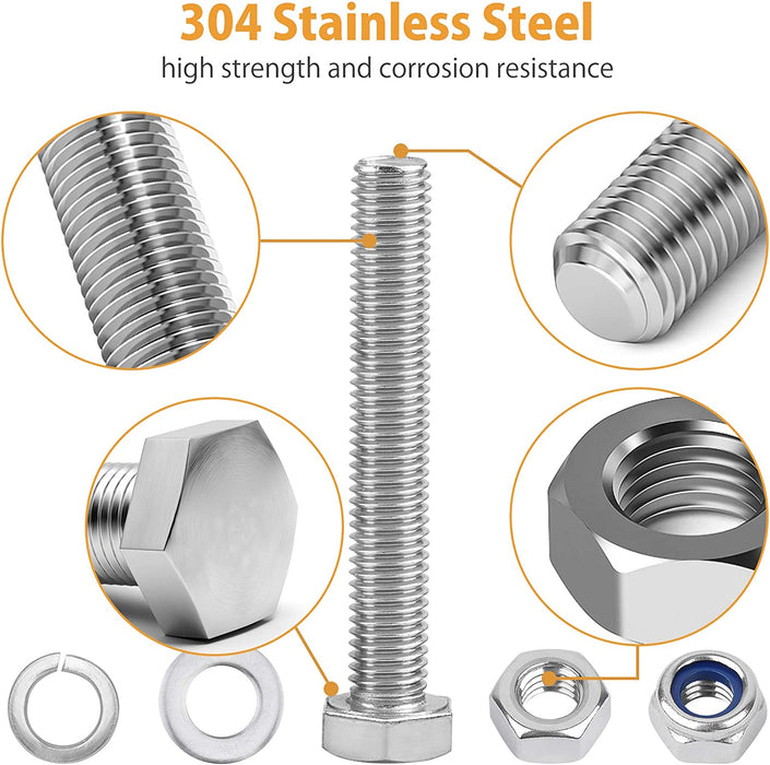 390PCS M3 Sechskantschrauben DIN 933 Sechskantschraube mit Gewinde bis Kopf A2-70 Edelstahl schrauben Set Maschinenschrauben muttern