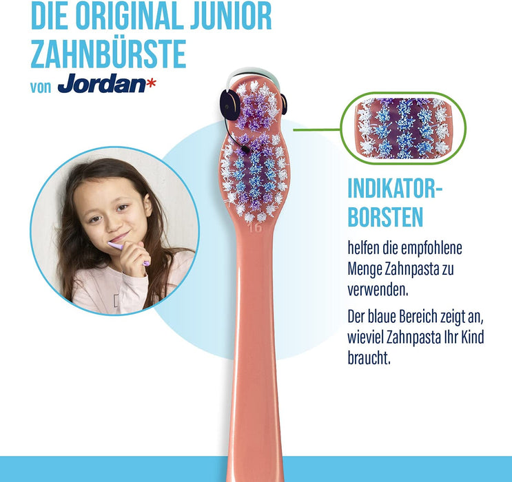 3 Zahnbürste Kinder | Kinder zahnbürste für 6-9 Jahre | Weiche Borsten, doppelter ergonomischer Griff & BPA-frei | Rosa und Blaue Farbe | Pack 4 Einheiten