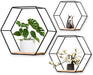 3er-Set Hexagon Wandregal Hängeregal, Metall und Holz Schweberegal Wandaufbewahrung Organizer für Küchenregal, Badezimmer, Schlafzimmer