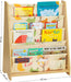 4-stöckiges Bücherregal für Kinder, Aufbewahrungsregal für Bücher, Schulmaterialien, für Kinderzimmer oder Kindergarten, farbenfroh, ahornfarben