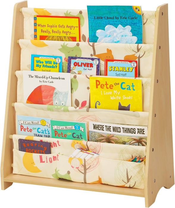 4-stöckiges Bücherregal für Kinder, Aufbewahrungsregal für Bücher, Schulmaterialien, für Kinderzimmer oder Kindergarten, farbenfroh, ahornfarben