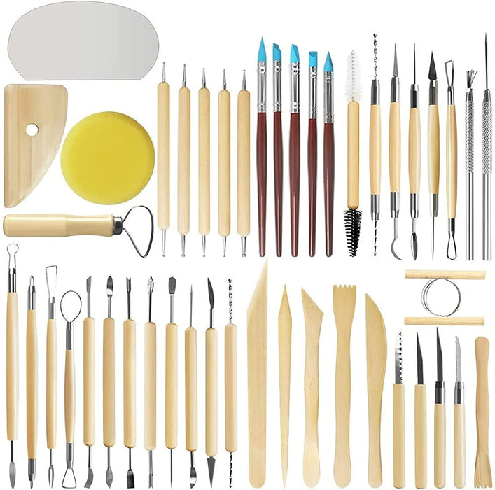 46Pcs Töpferwerkzeug Set Modellierwerkzeug Polymer Clay Werkzeug Sculpting Modellierwerkzeug Polymer-Tonwerkzeuge mit Aufbewahrungstasche für Modellbau, Schmuckherstellung, Töpfer