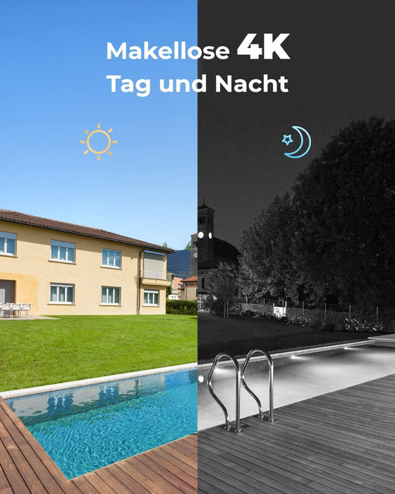  4K Überwachungskamera Aussen Set, 4X 8MP PoE IP Kamera Überwachung mit Smarter Personenerkennung und Fahrzeugerkennung, 8CH 2TB HDD NVR 