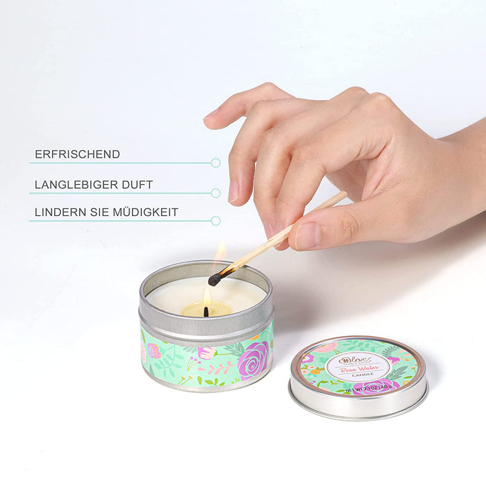 4 tlg. Rosenduft Handcreme Duftkerze Geschenkset Frauen, Duftkeze, Handcreme, Fußcreme, Seife, Geburtstagsgeschenk für Frauen, Geschenke für Frauen