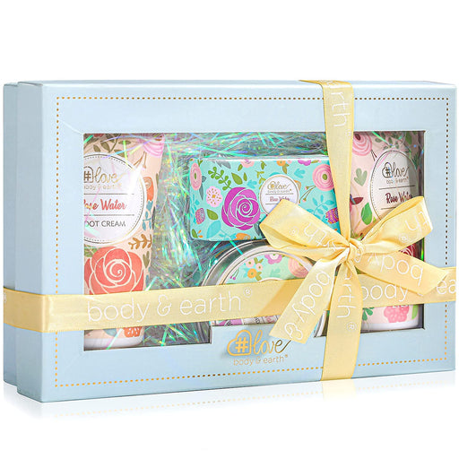 4 tlg. Rosenduft Handcreme Duftkerze Geschenkset Frauen, Duftkeze, Handcreme, Fußcreme, Seife, Geburtstagsgeschenk für Frauen, Geschenke für Frauen