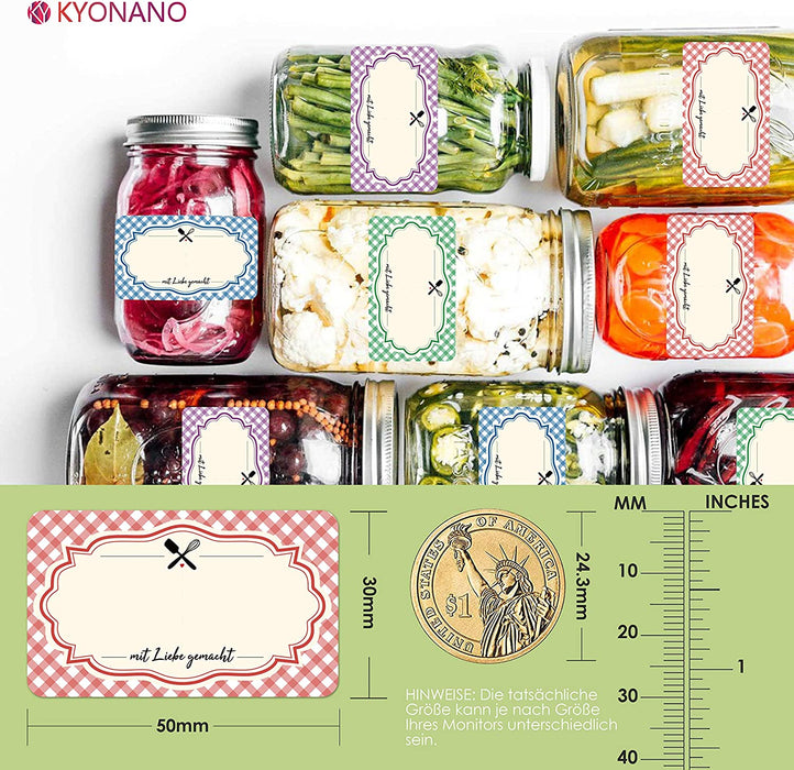 500 Etiketten Selbstklebend, 50X30mm Aufkleber zum Beschriften-Mit Liebe Gemacht-Klebeetiketten, Aufkleber Labels für Gläser, Gewürzgläser, Marmeladen