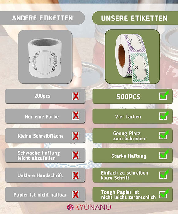 500 Etiketten Selbstklebend, 50X30mm Aufkleber zum Beschriften-Mit Liebe Gemacht-Klebeetiketten, Aufkleber Labels für Gläser, Gewürzgläser, Marmeladen