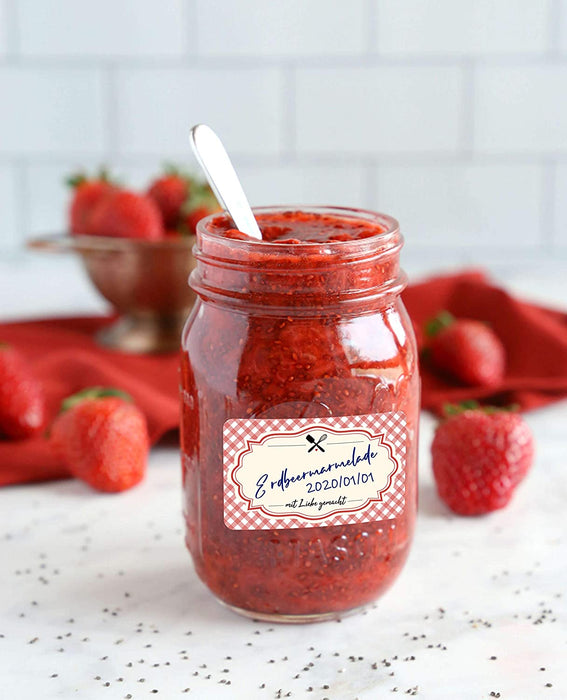 500 Etiketten Selbstklebend, 50X30mm Aufkleber zum Beschriften-Mit Liebe Gemacht-Klebeetiketten, Aufkleber Labels für Gläser, Gewürzgläser, Marmeladen