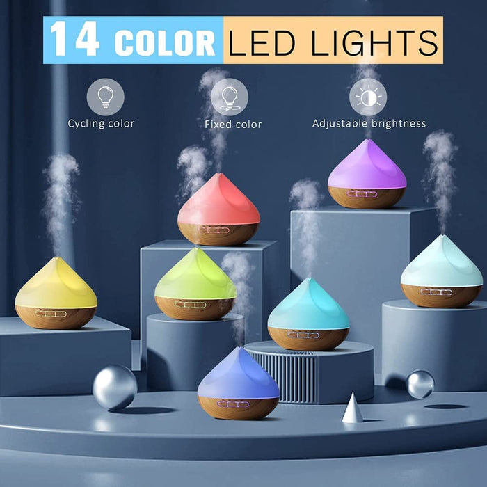 500ML Aroma Diffuser, Diffuser mit 6x10ml Diffuser Ätherische Öle Set, 14-Farben-LED, Fernbedienung mit Timer-Einstellung, Auto-Off, Luftbefeuchter