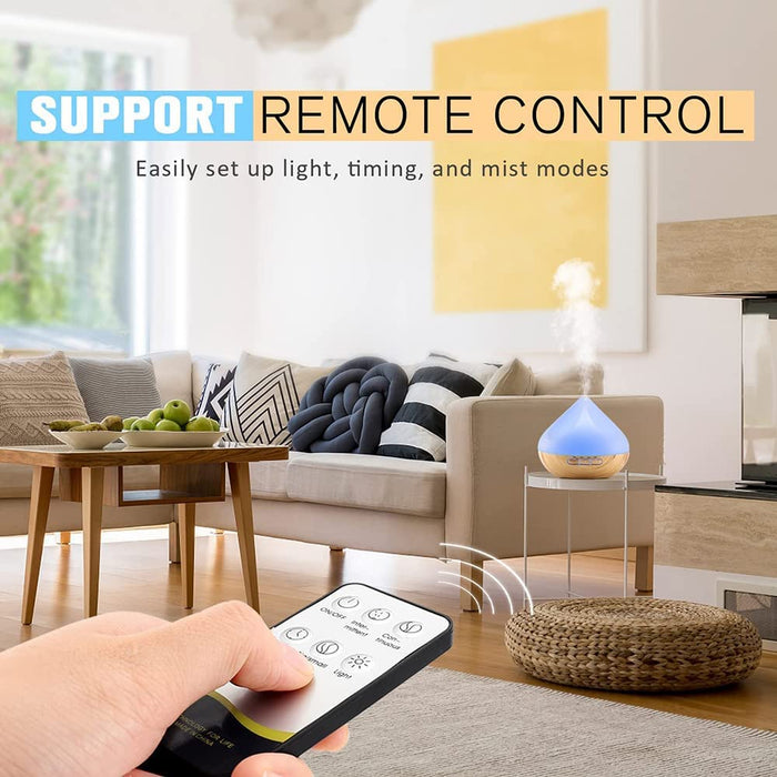 500ML Aroma Diffuser, Diffuser mit 6x10ml Diffuser Ätherische Öle Set, 14-Farben-LED, Fernbedienung mit Timer-Einstellung, Auto-Off, Luftbefeuchter
