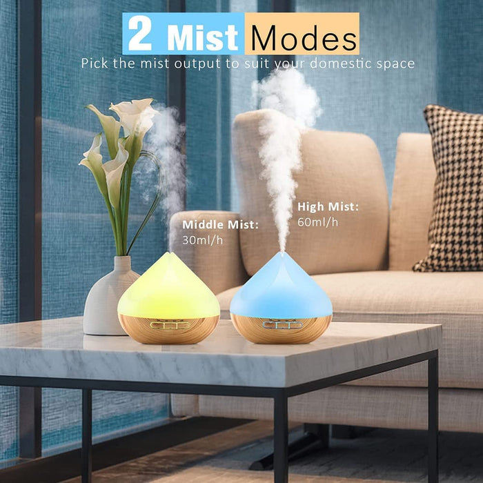 500ML Aroma Diffuser, Diffuser mit 6x10ml Diffuser Ätherische Öle Set, 14-Farben-LED, Fernbedienung mit Timer-Einstellung, Auto-Off, Luftbefeuchter