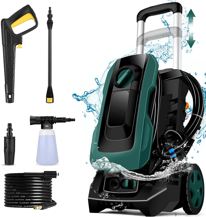 150 Bar Hochdruckreiniger, 1800W Elektrischer Hochdruckreiniger mit 3 in 1 Nozzle, 5 m Hochdruckschlauch, Fördermenge: 590 l/h