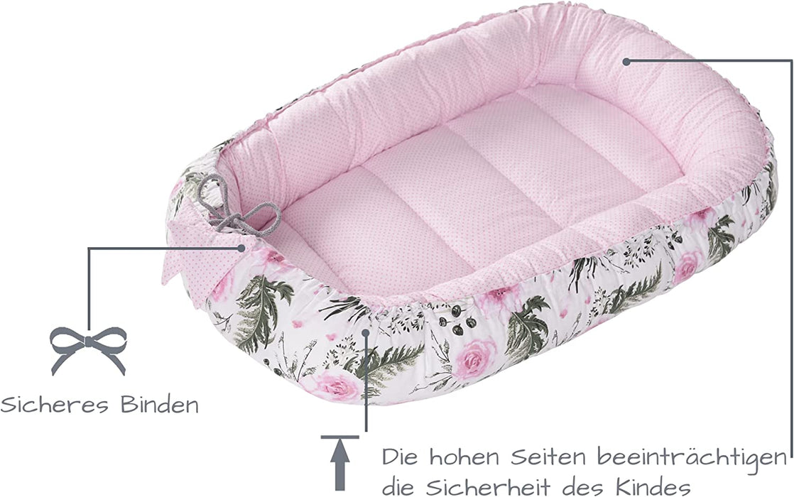 5 teilig Babynestchen Set Babynest 90x50 herausnehmbarer Einsatz Bett Kuschelnest Krabbeldecke Medi Partners für Babys Neugeborene 100% Baumwolle