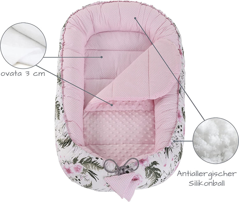 5 teilig Babynestchen Set Babynest 90x50 herausnehmbarer Einsatz Bett Kuschelnest Krabbeldecke Medi Partners für Babys Neugeborene 100% Baumwolle