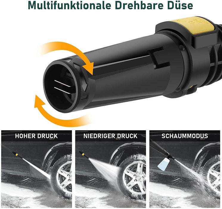 150 Bar Hochdruckreiniger, 1800W Elektrischer Hochdruckreiniger mit 3 in 1 Nozzle, 5 m Hochdruckschlauch, Fördermenge: 590 l/h