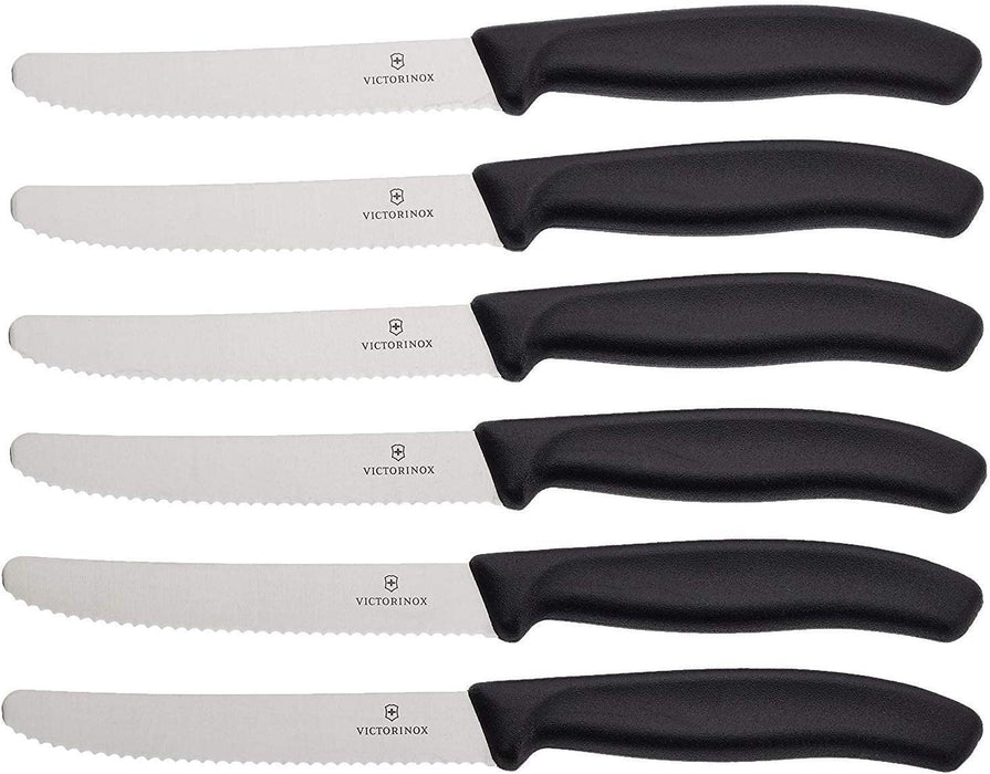 6 Stück Tafelmesser Brotzeitmesser Swiss Classic (Schwarz, One Size)