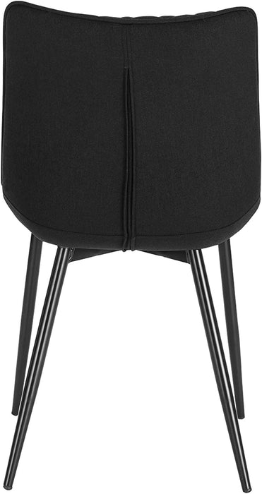 Esszimmerstühle 2er Set Küchenstuhl Polsterstuhl Wohnzimmerstuhl Sessel mit Rückenlehne, Sitzfläche aus Leinen, Metallbeine, Schwarz