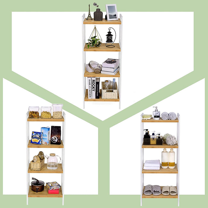 Bambusregal, Küchenregal, Badregal, Bücherregal, Standregal mit 4 Ablagen, 45 x 31,5 x 111 cm, für Bad, Küche, Wohnzimmer, Schlafzimmer, Balkon