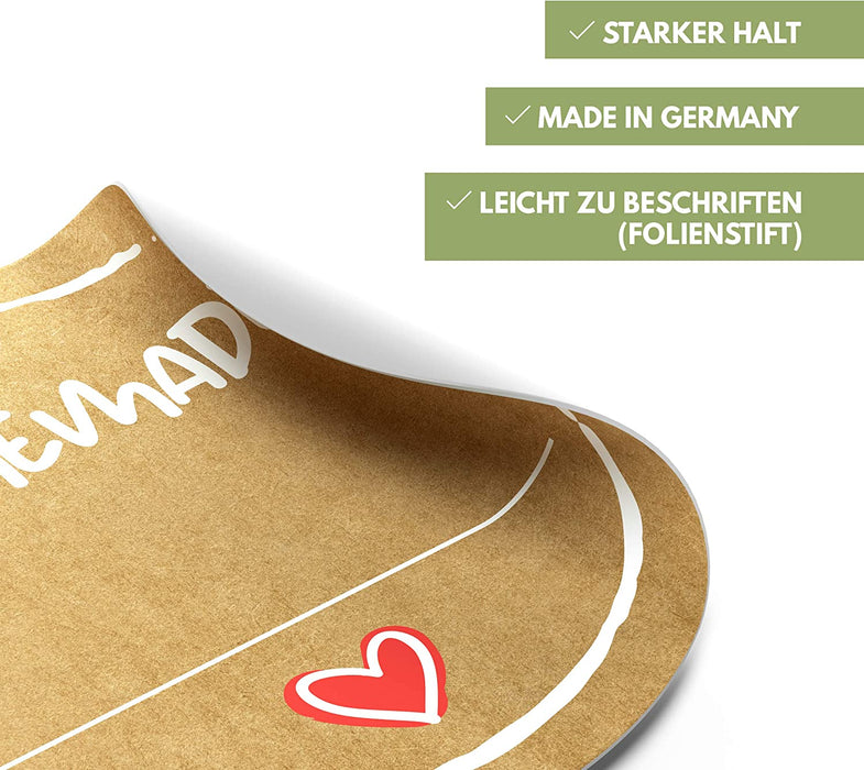 72 x Etiketten Marmelade (4cm klein) - Homemade Aufkleber - Selbstklebend, ablösbare Sticker - Klebeetiketten zum Beschriften für Selbstgemachtes 