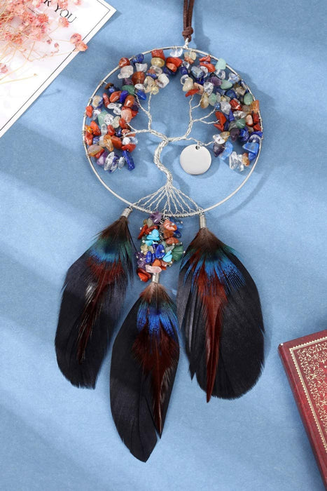 7 Chakren Lebensbaum Fensterdeko Hängend Handgefertigt Wire Wrap Chakra Steine Baum des Lebensbaum Feng Shui Deko Edelstein Traumfänger