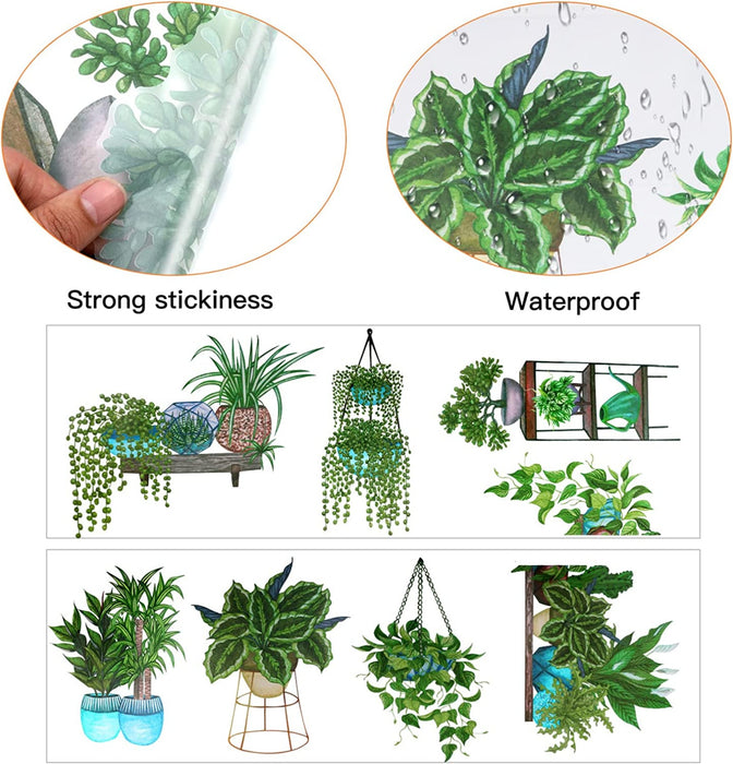 7 Stück Wandtattoo Pflanzen, Grün Topfpflanze Wandsticker für Schlafzimmer Wohnzimmer Kinderzimmer, Selbstklebend Wandbilder Kunst DIY Wanddekoration