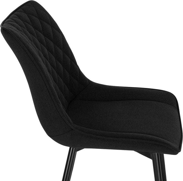 Esszimmerstühle 2er Set Küchenstuhl Polsterstuhl Wohnzimmerstuhl Sessel mit Rückenlehne, Sitzfläche aus Leinen, Metallbeine, Schwarz