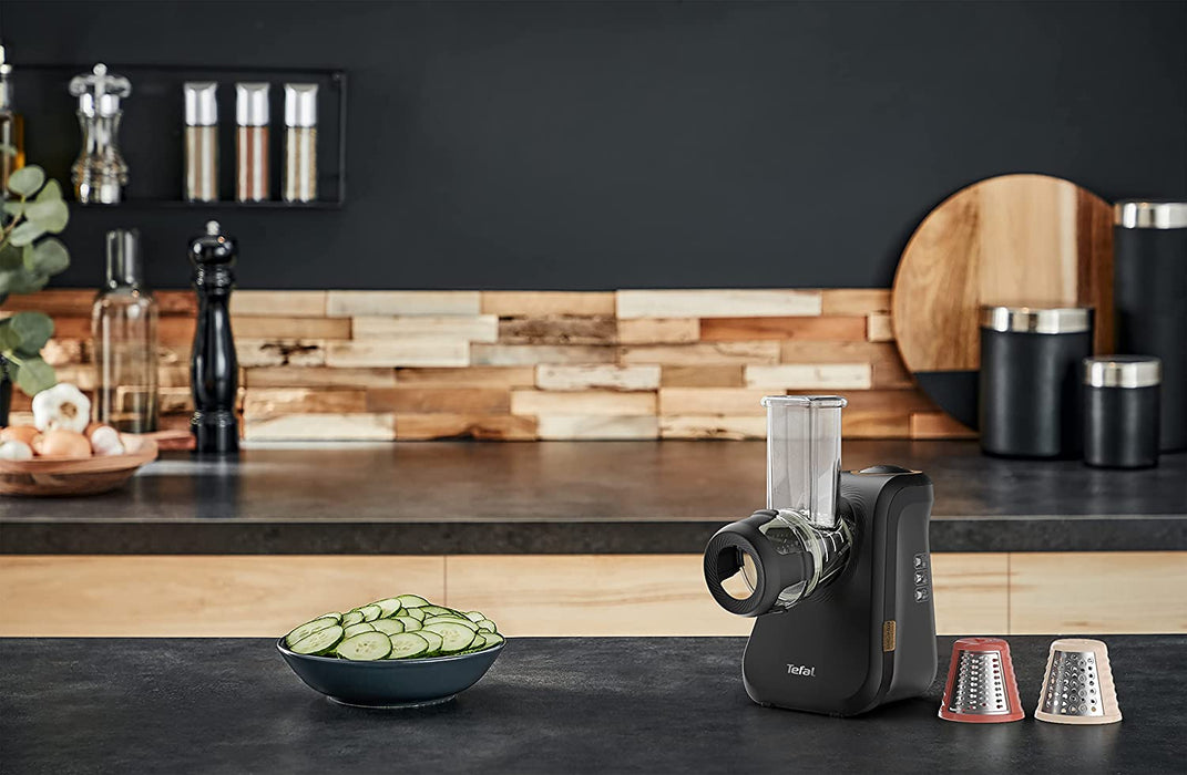 Eco Respect Reibe  200-W-Motor  3 verschiedene Kegel-Aufsätze  Eco-Design  9% recycelter Kunststoff  Schwarz