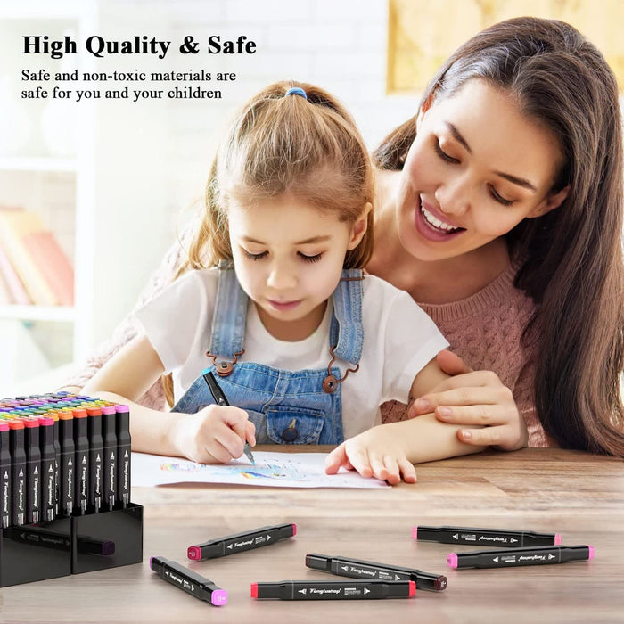 80 Farbige Marker Set, Graffiti Pens, Marker Stift Set Doppelspitze Textmarker, für Studenten Manga Kunstler Sketch Marker Stifte Set