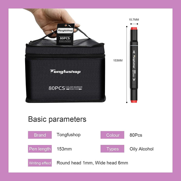 80 Farbige Marker Set, Graffiti Pens, Marker Stift Set Doppelspitze Textmarker, für Studenten Manga Kunstler Sketch Marker Stifte Set