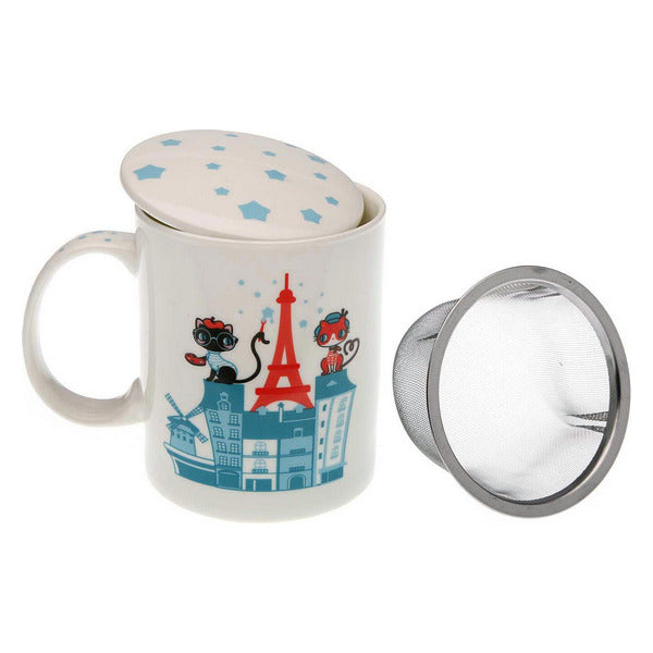 Filtertasse für Teeaufgüsse Paris Katzen Porzellan