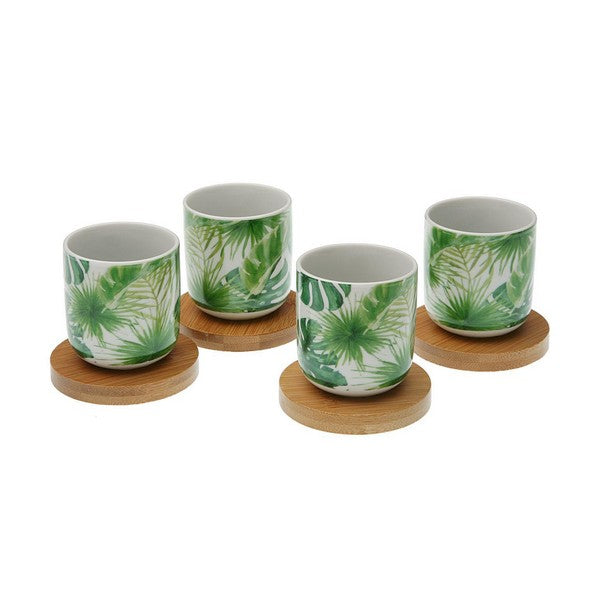 Satz von Kaffeetassen New Leaves Bambus Porzellan (4 pcs)