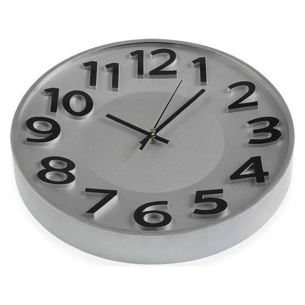 Wanduhr Kunststoff (4,3 x 30 x 30 cm) Silber