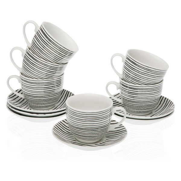 Set aus 6 Teetassen mit Teller Black Line