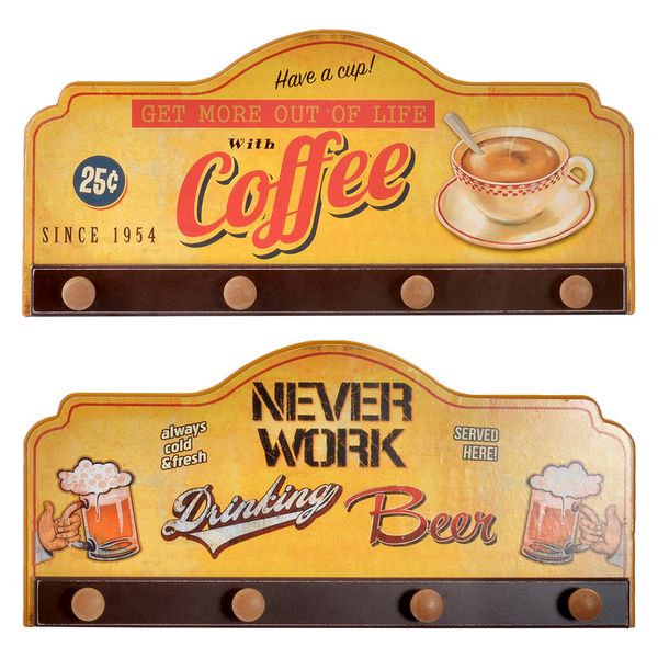 Wandgarderobe Dekodonia Vintage Holz MDF (2 pcs)