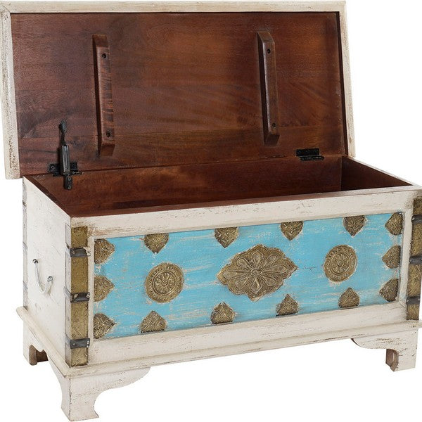 Truhe Dekodonia Messing Mango-Holz (90 x 40 x 45 cm)