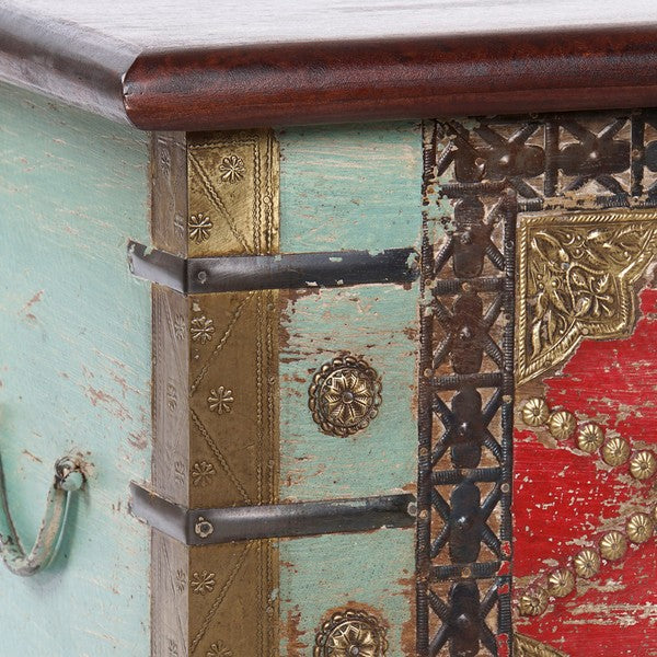 Truhe Dekodonia Blau Mango-Holz Messing (116 x 40 x 45 cm)