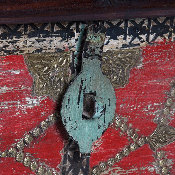 Truhe Dekodonia Blau Mango-Holz Messing (116 x 40 x 45 cm)