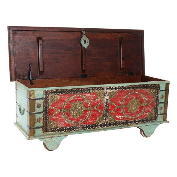 Truhe Dekodonia Blau Mango-Holz Messing (116 x 40 x 45 cm)