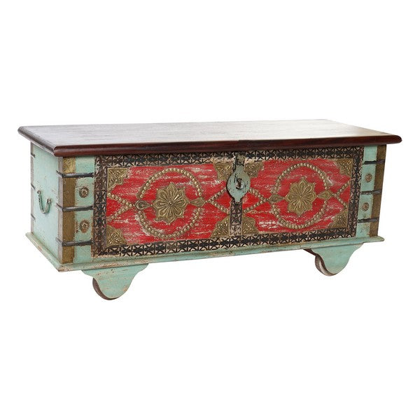 Truhe Dekodonia Blau Mango-Holz Messing (116 x 40 x 45 cm)
