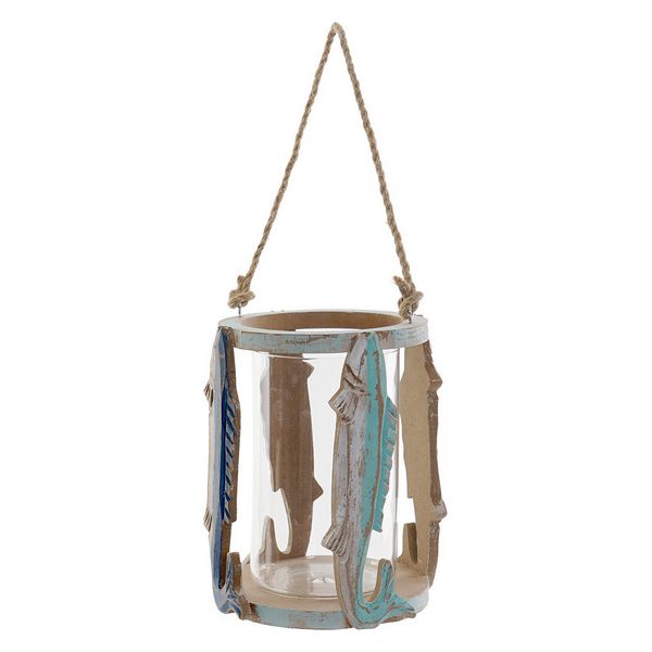 Kerzenleuchter rund mit Ständer Dekodonia Kristall Schnur Holz MDF