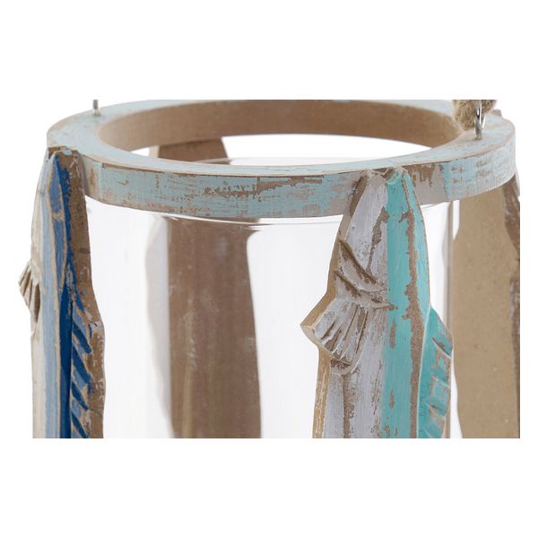 Kerzenleuchter rund mit Ständer Dekodonia Kristall Schnur Holz MDF