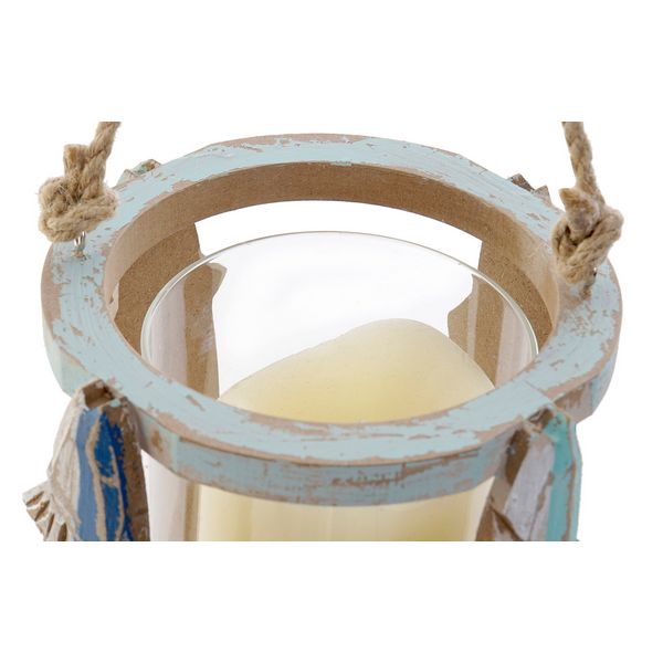 Kerzenleuchter rund mit Ständer Dekodonia Kristall Schnur Holz MDF