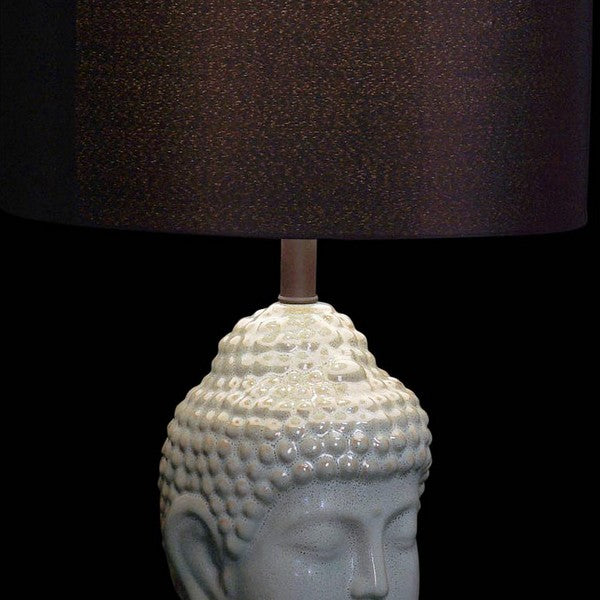 Tischlampe Dekodonia Polyester Leinen Metall aus Keramik Orientalisch Buddha (40 x 40 x 74 cm)