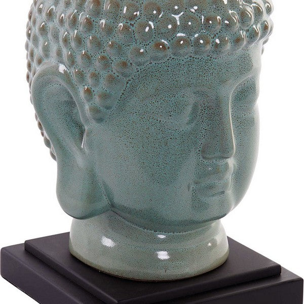 Tischlampe Dekodonia Polyester Leinen Metall aus Keramik Orientalisch Buddha (40 x 40 x 74 cm)