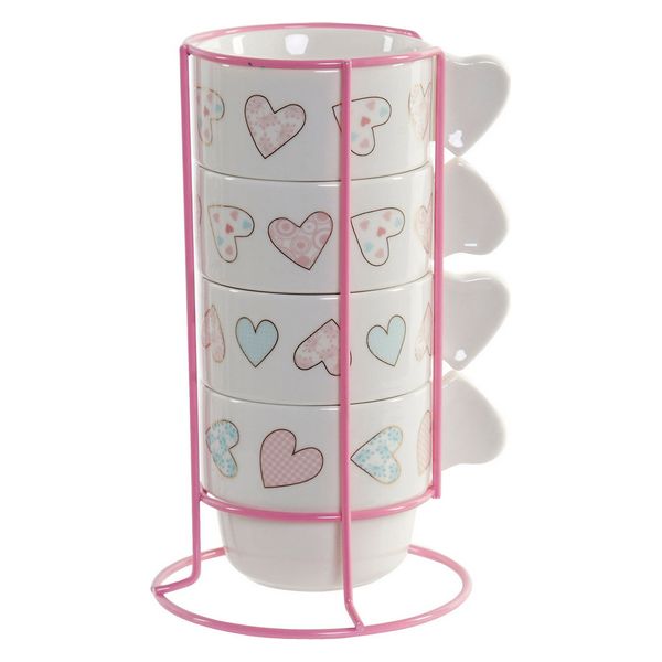 Satz von Kaffeetassen Dekodonia Herzen (200 ml) (4 pcs)